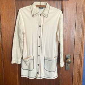 FRITZI California Vintage Linen Cotton Blend Ivory Shirt/Jacket - Women's S